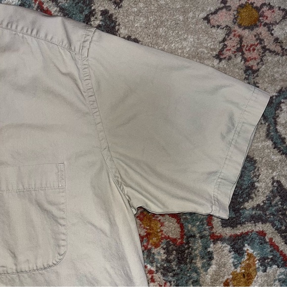 Eddie Bauer casual button up t shirt cream/pale yellow colored mens size L - Picture 8 of 10